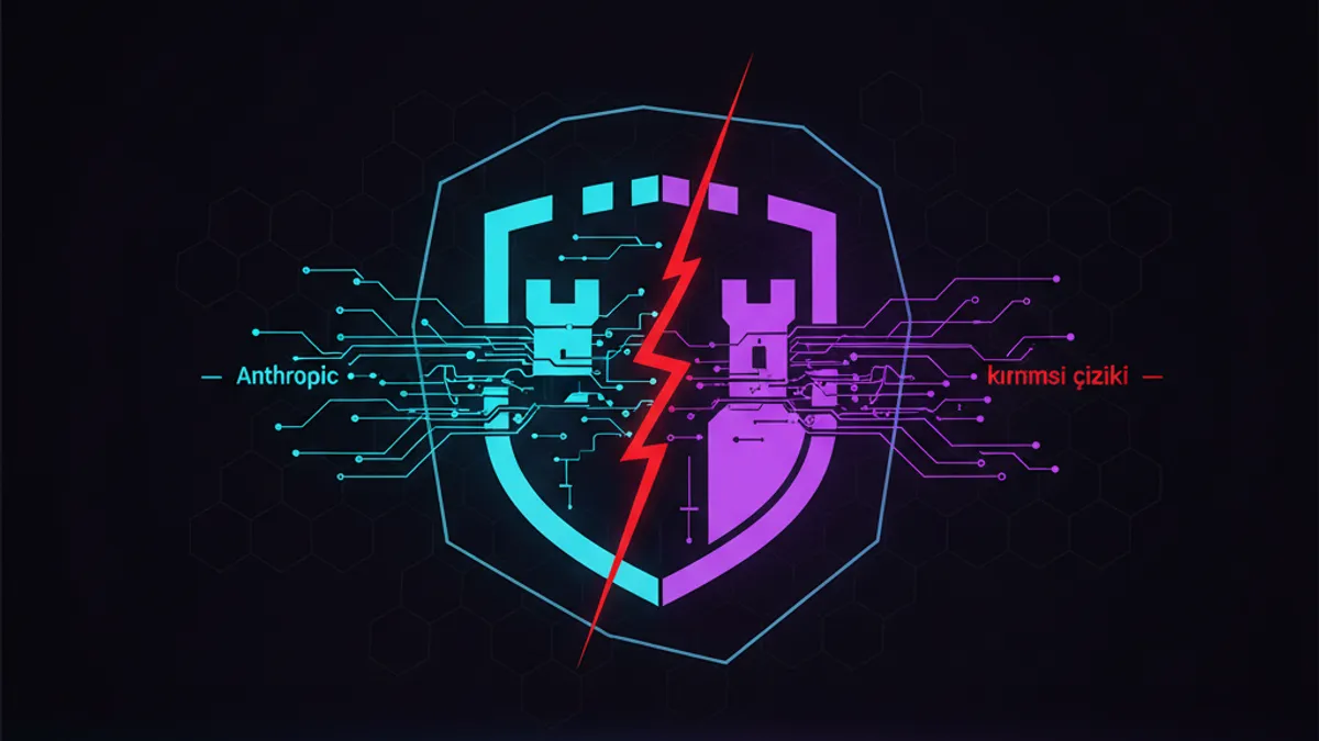 Pentagon building with AI circuit patterns overlay representing the conflict between Anthropic's AI ethics and national security requirements